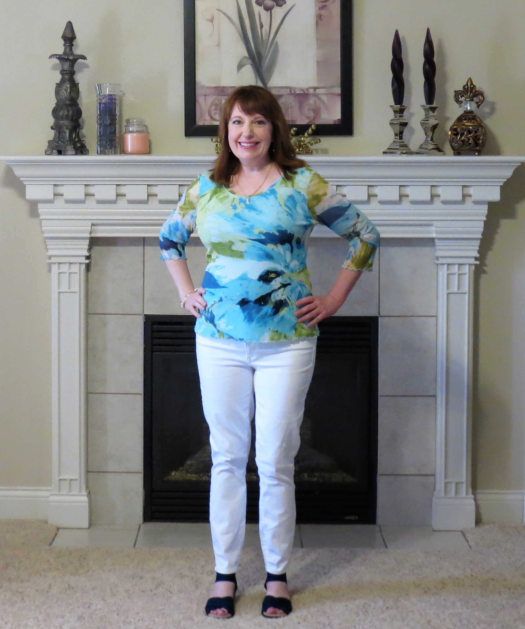 Blue Patterned Spring Top