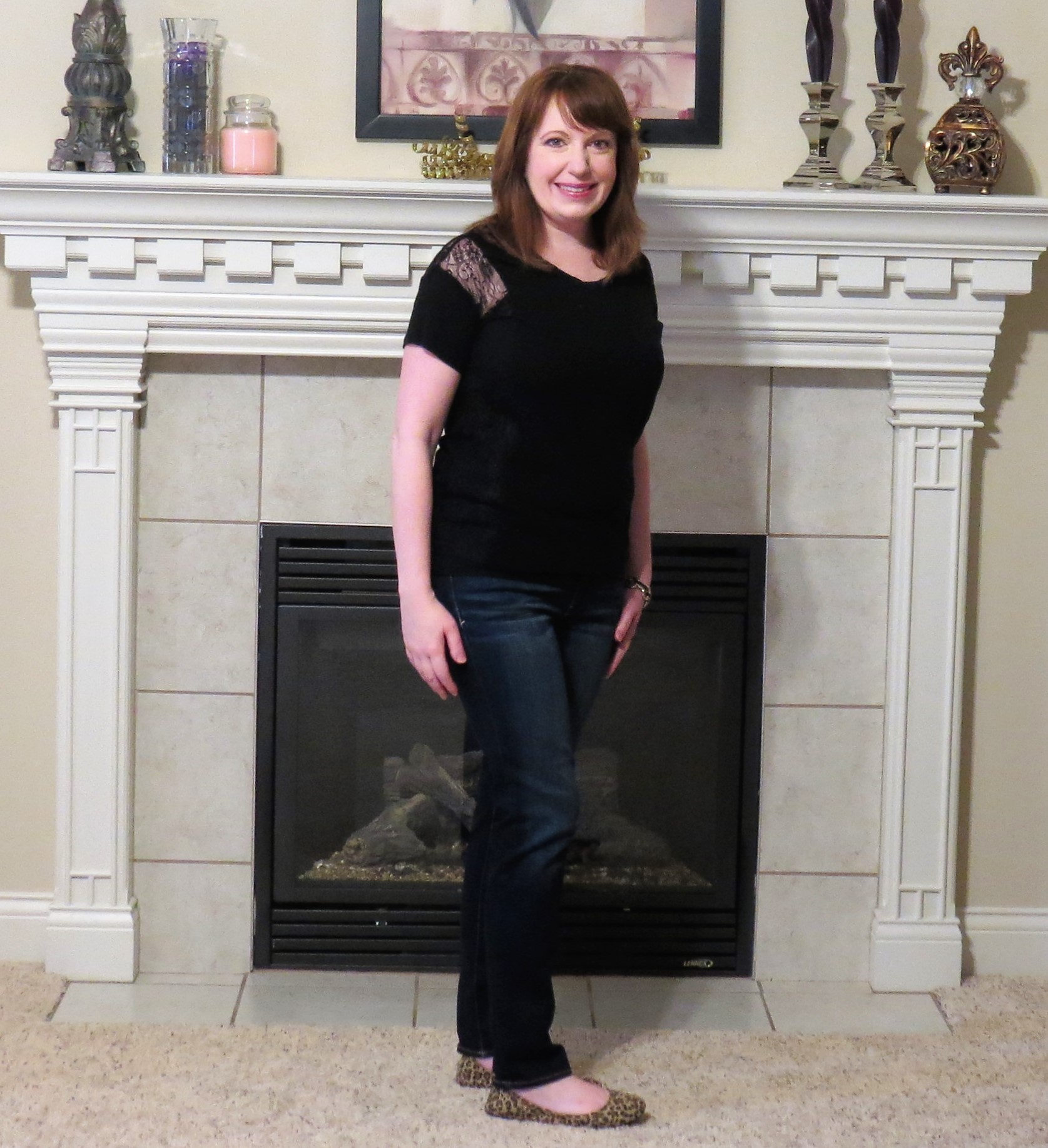 Black Lace Top and Leopard Flats