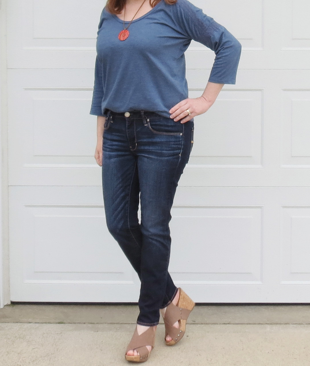 Blue Top with Lace Trim