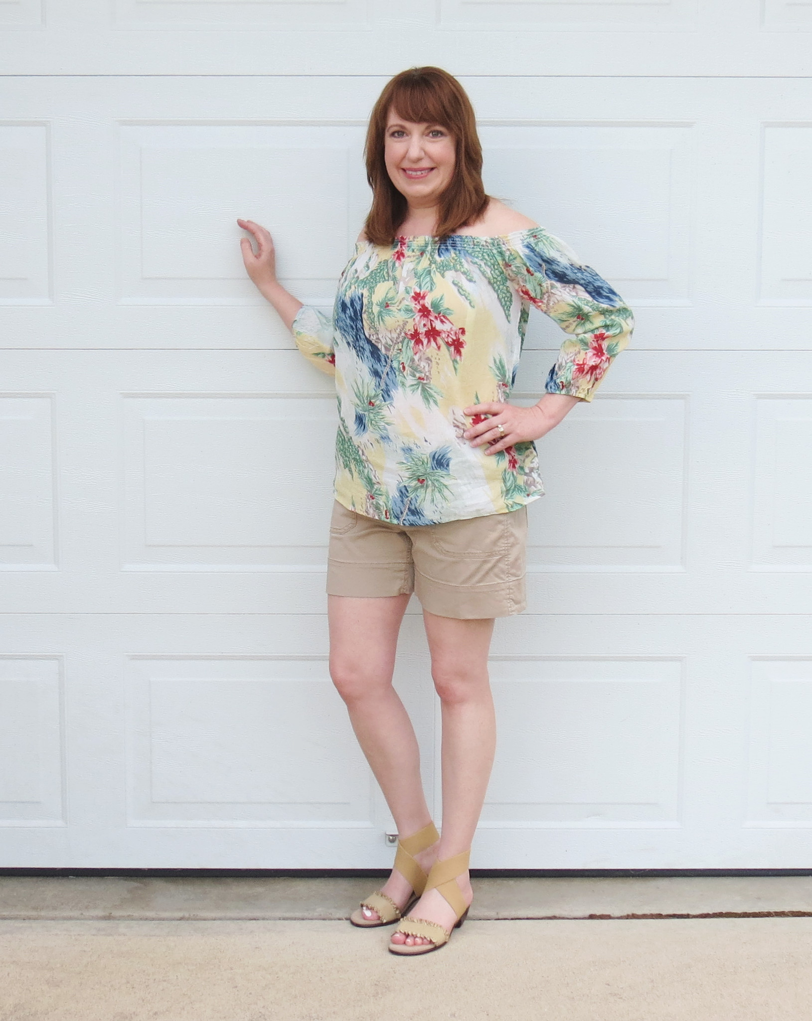 Tropical Top With Shorts And Sandals