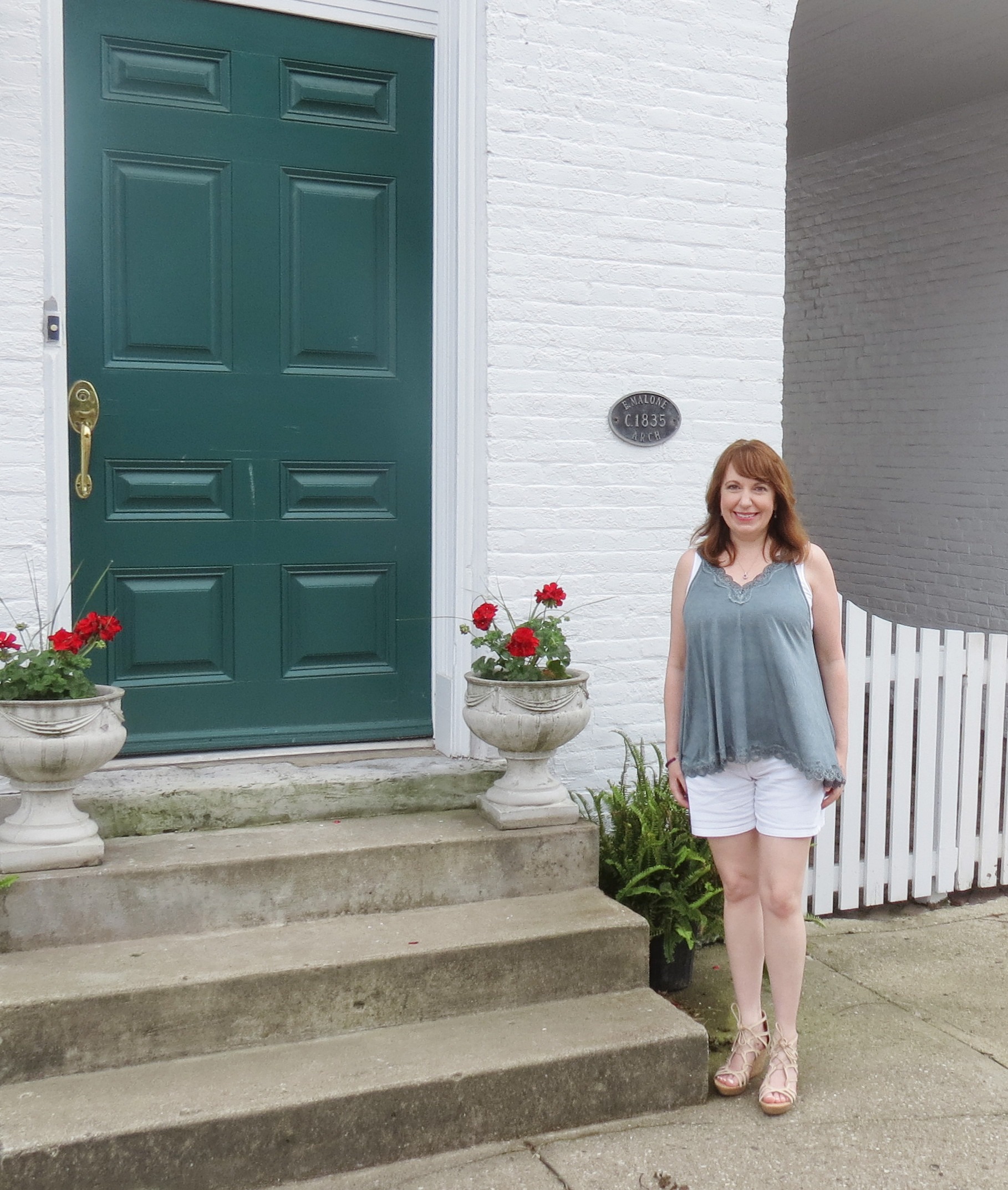 Lace Teal Top With White Shorts