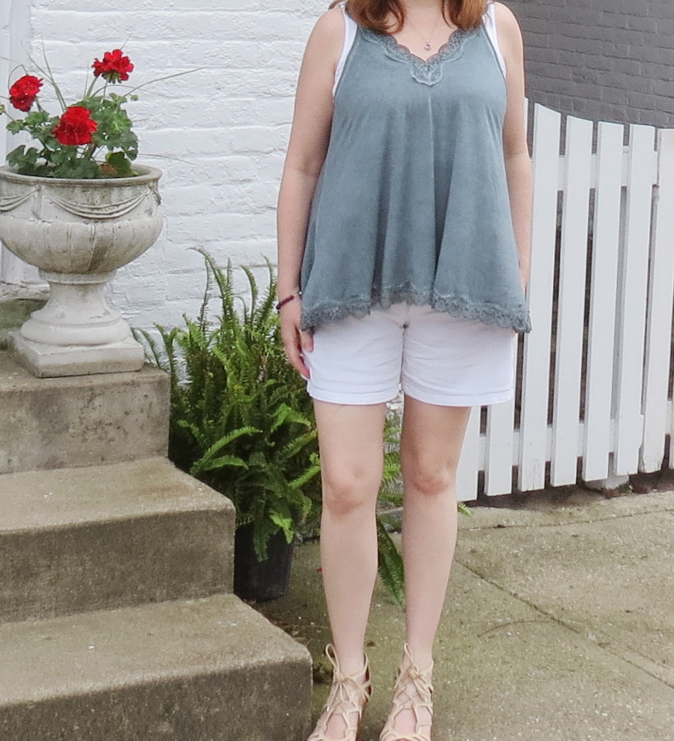 Lace Teal Tank Top