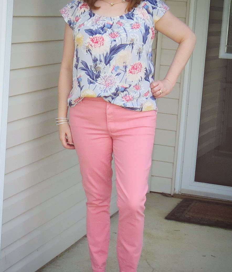 Floral Top and Pink Jeans - Dressed in Faith