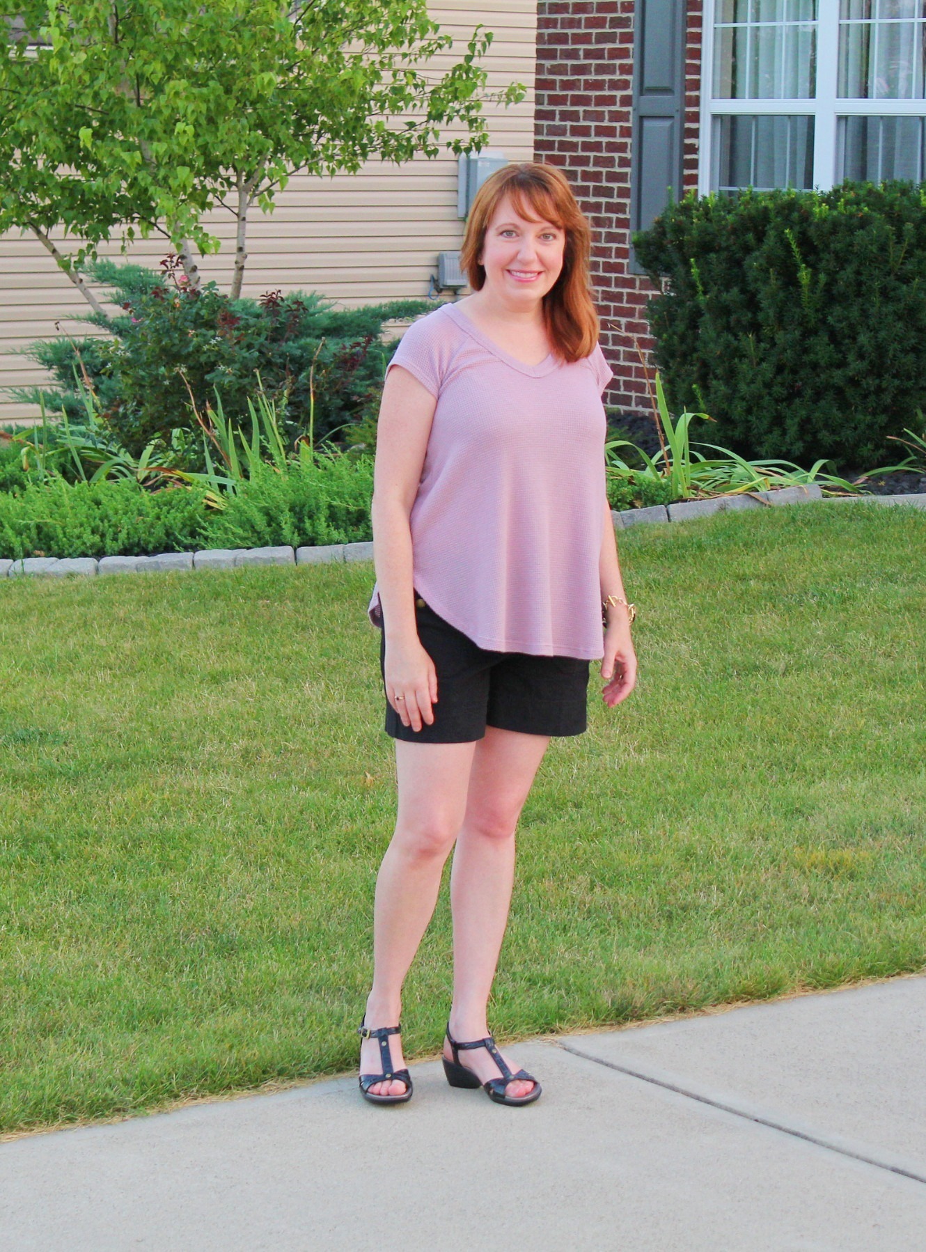 Sweater, Shorts, And Black Sandals