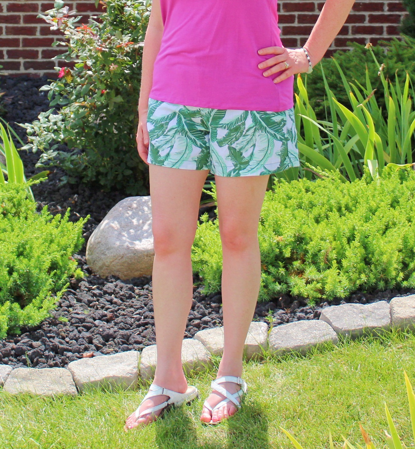 Palm Tree Leaf Print And White Sandals