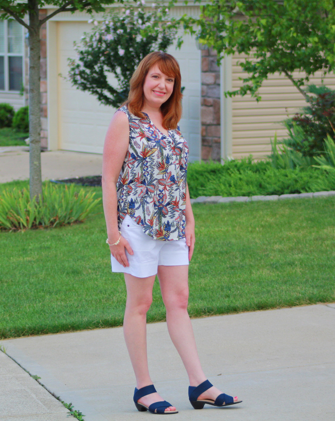 Tropical Top And White Shorts