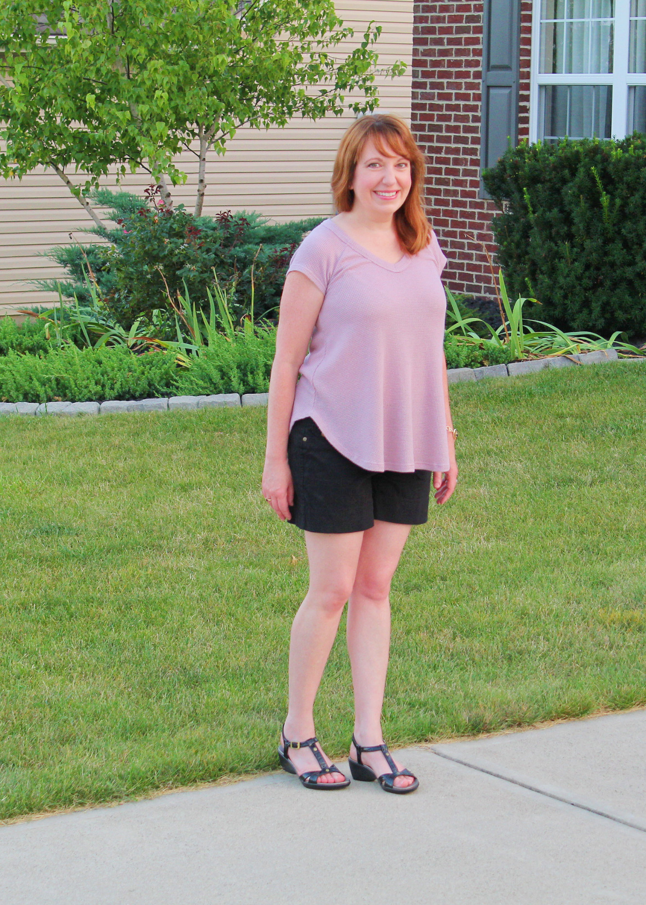 Lilac Cutout Sweater And Black Shorts