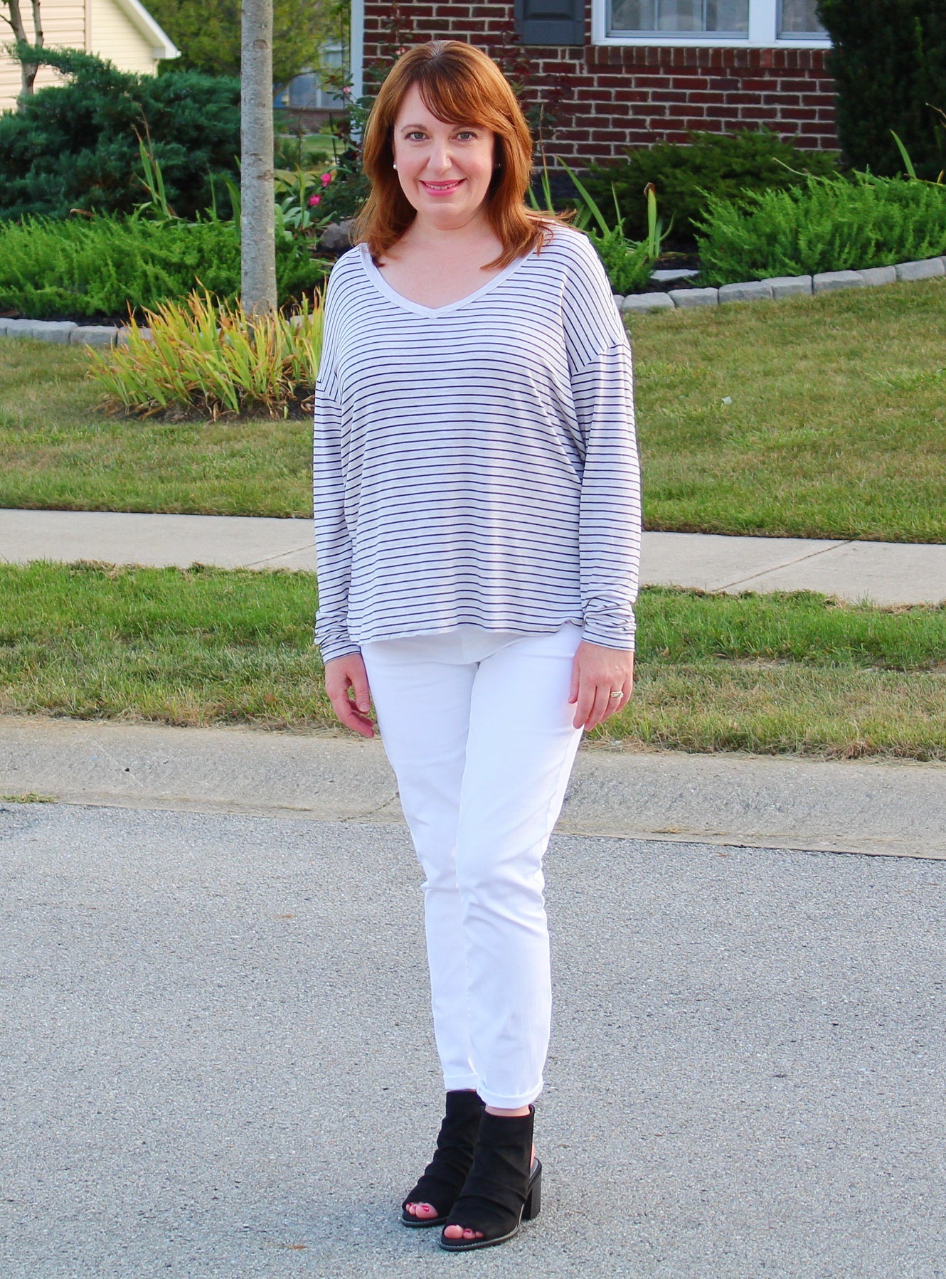 Striped Top And White Jeans