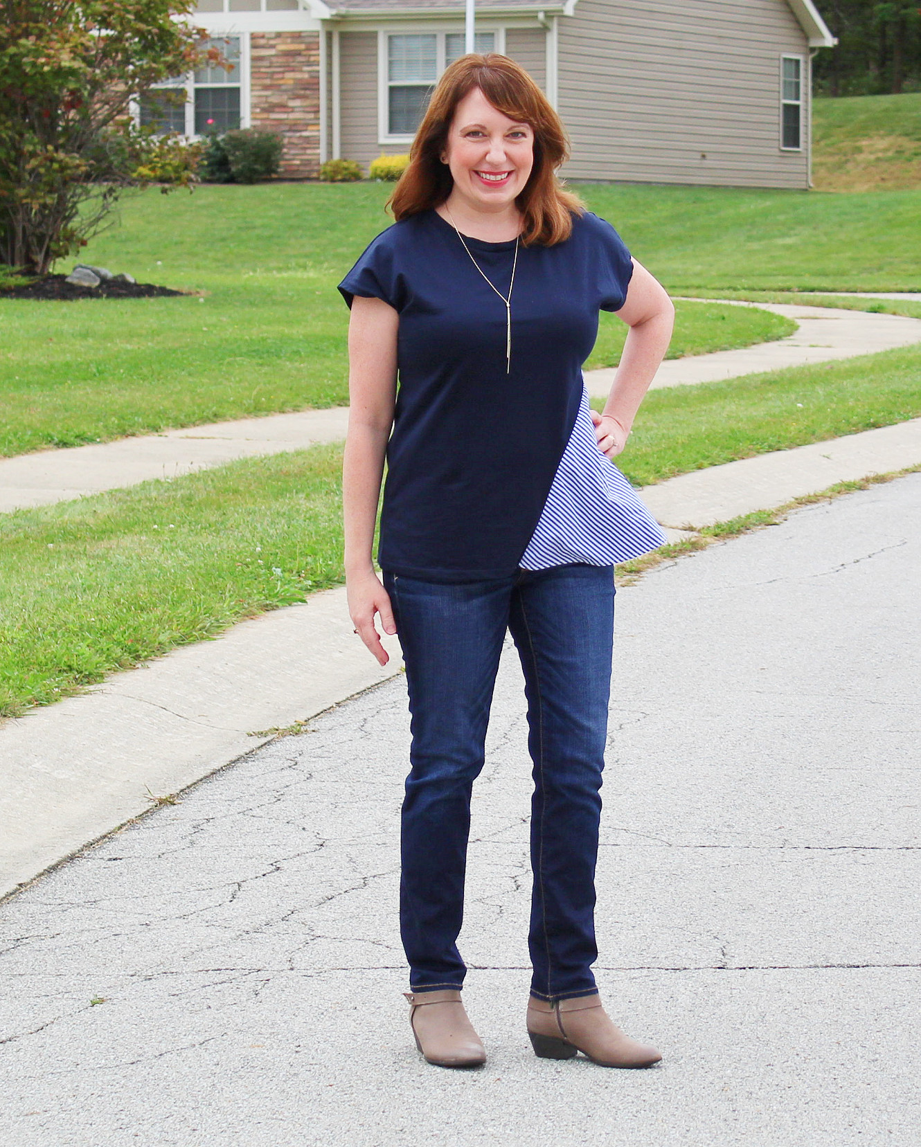 Side-draped Tee And Jeans