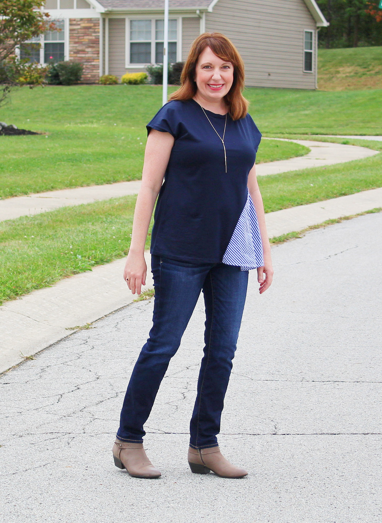 Side-Drape Tee and Jeans - Dressed in Faith