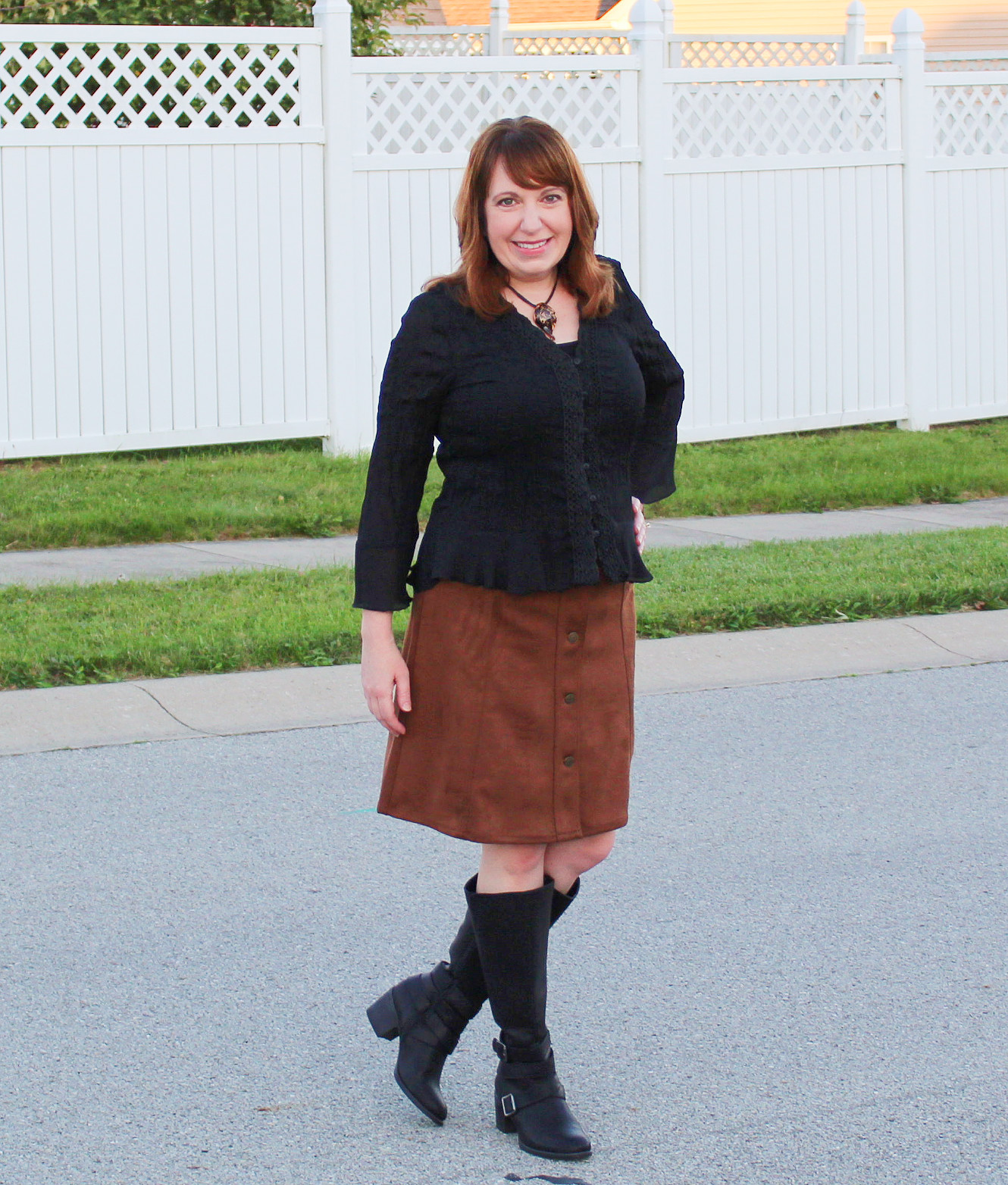 Suede Skirt and Boots