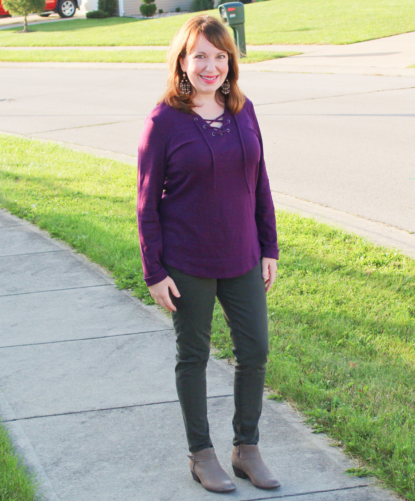 Purple Pull Over Top And Skinny Sprouce Jeans