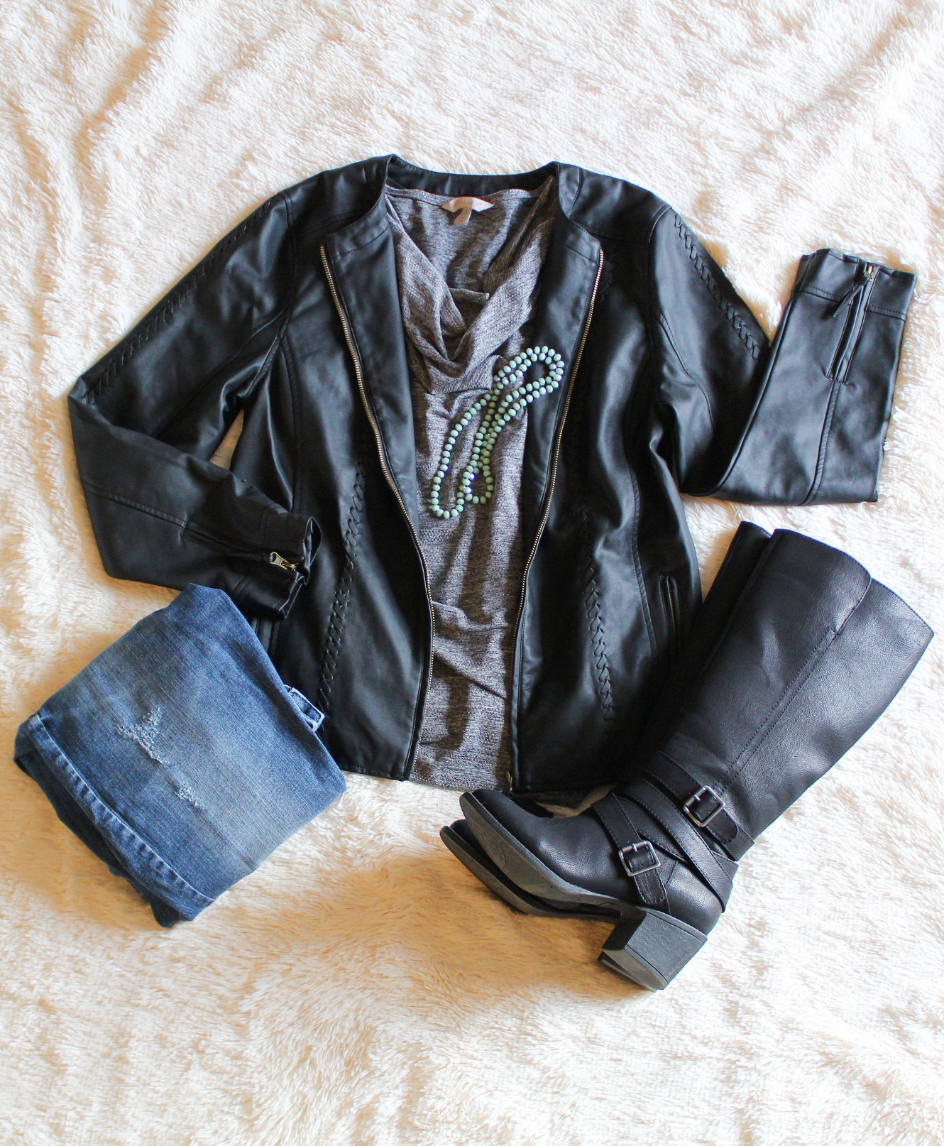 Faux Leather Jacket Outfit/winter Fashion/Dressed In Faith Fashion