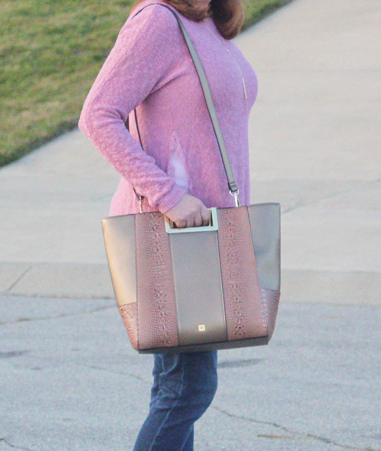 Kate Landry Handbag And Pink Sweater