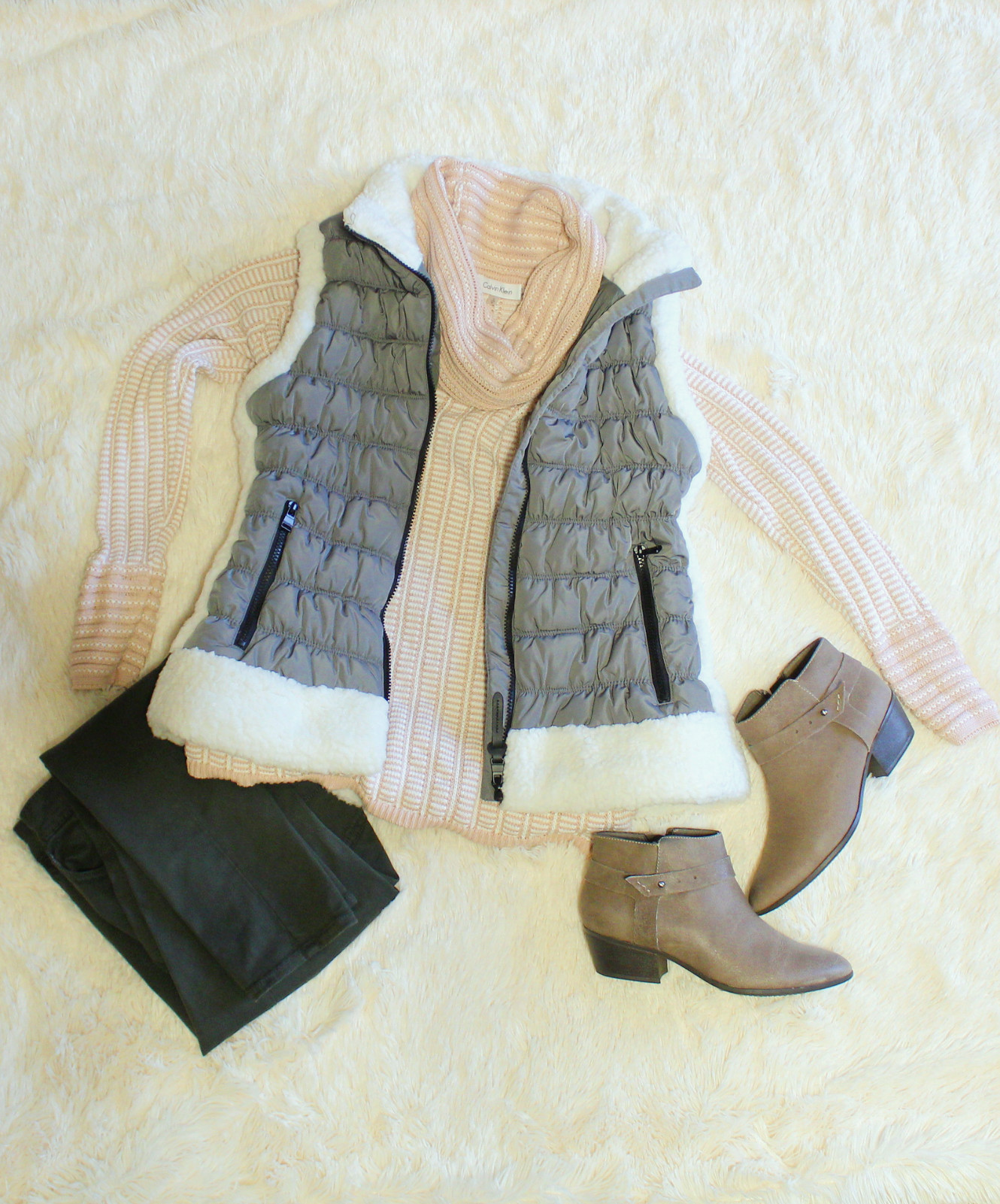 Quilted Vest With Faux Fur Trim/Dressed In Faith