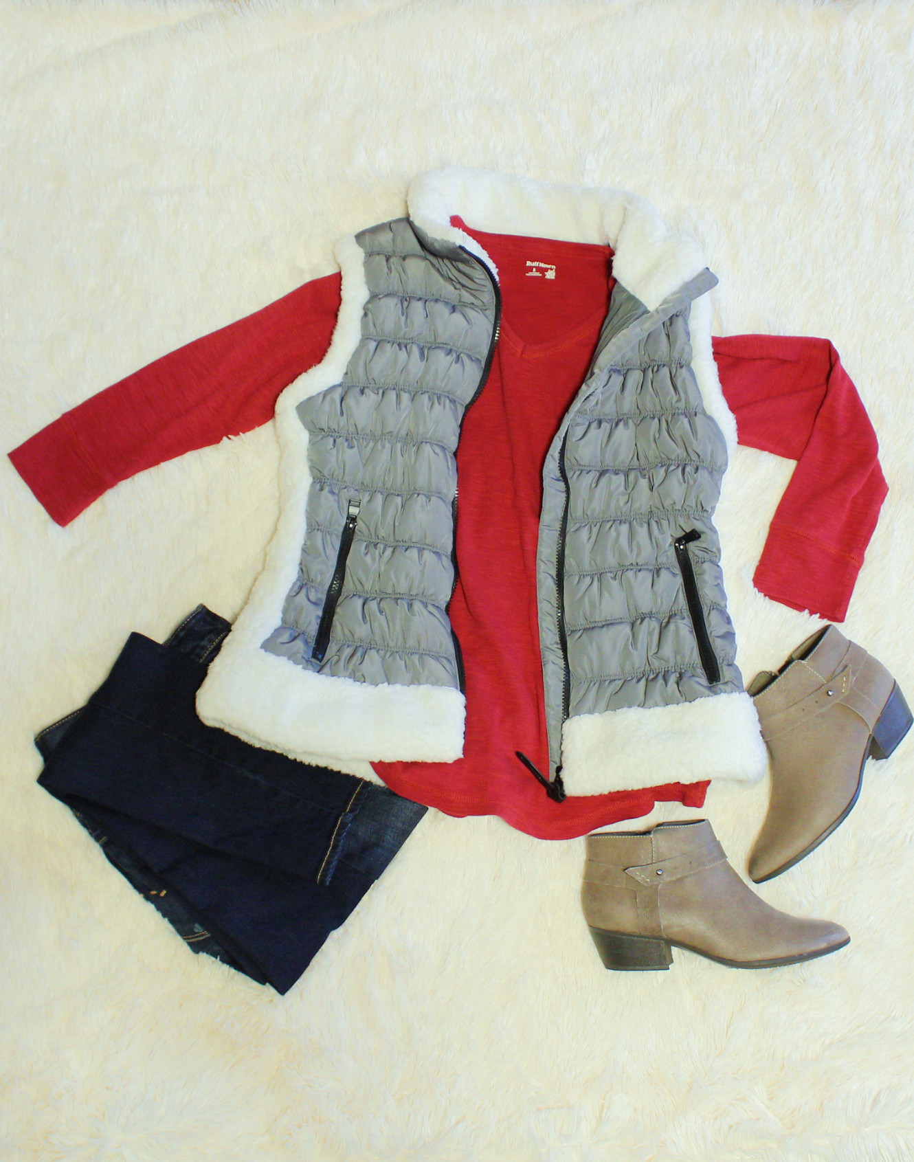 Quilted Vest With Faux Fur Trim/Dressed In Faith