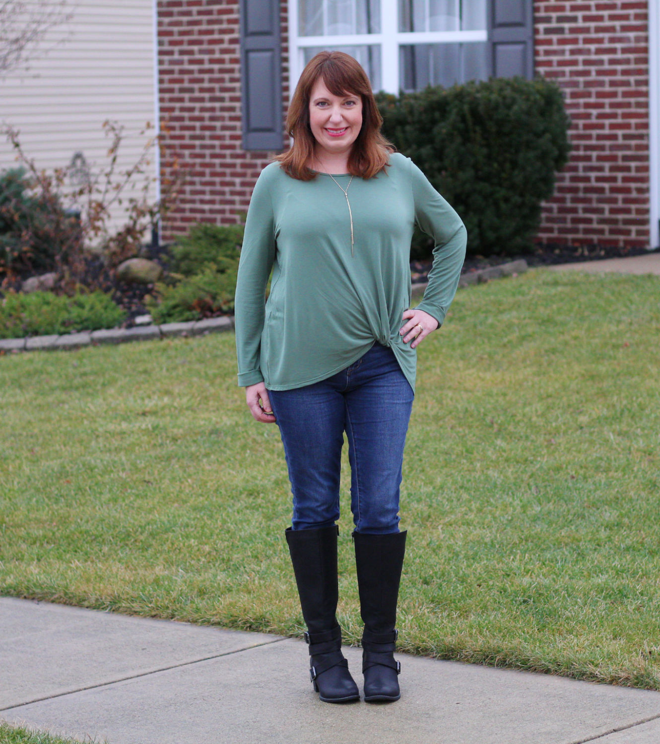 Green Twist Top / Dressed In Faith / Over40Fashion