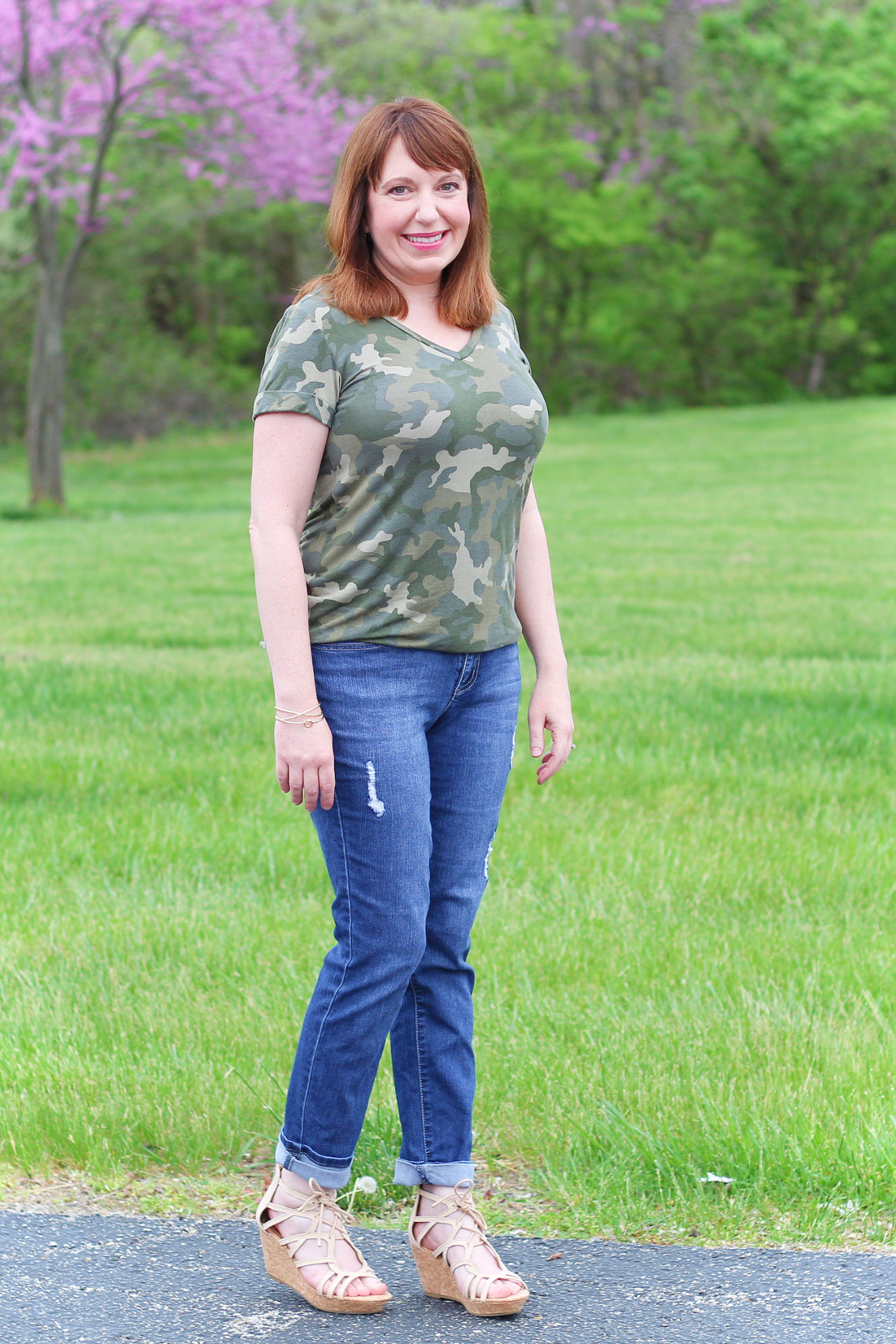 Camo Tee And Jeans Srping Outfit #fashion #style