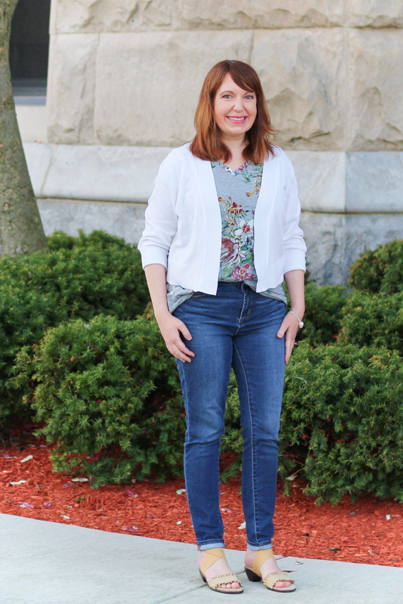 Floral Tee and White Sweater – Dressed in Faith