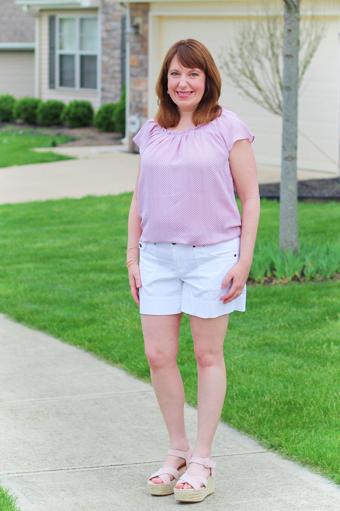 Soft Pink Gingham Top / Spring Outfit / Summer Outfit / Over 40 Fashion