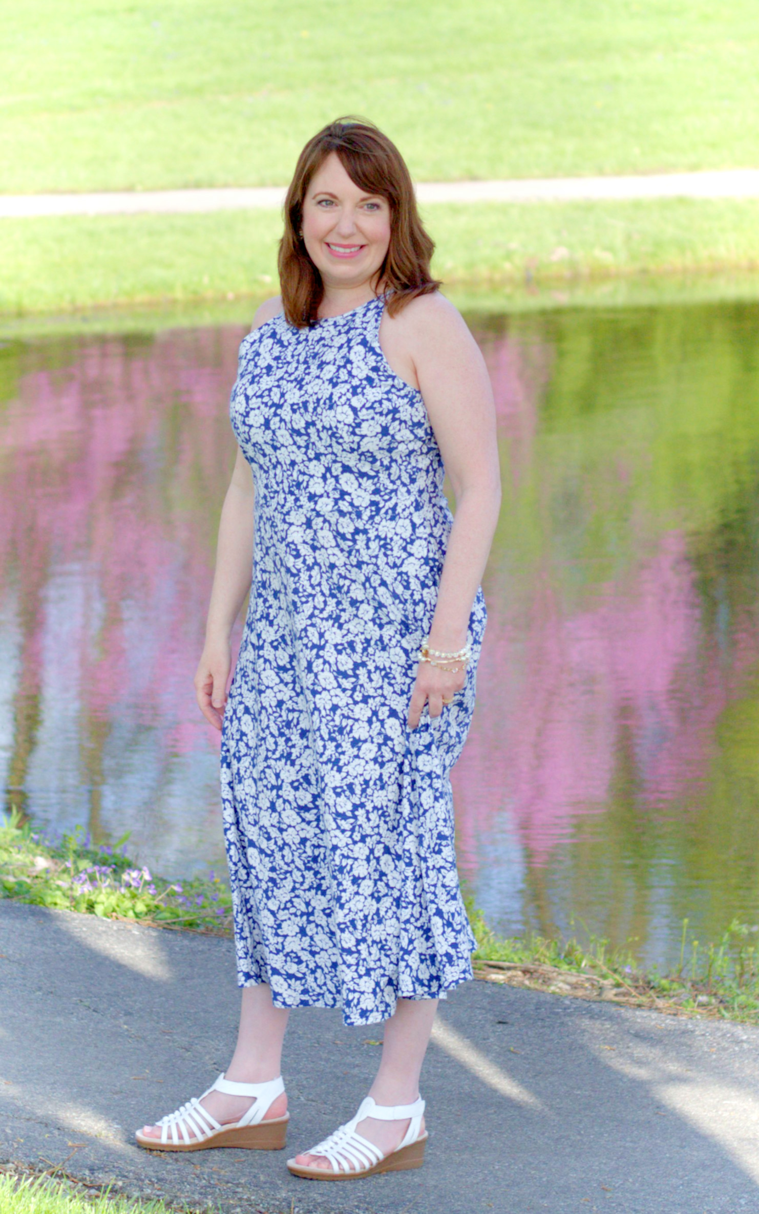 Chaps Blue Floral Dress