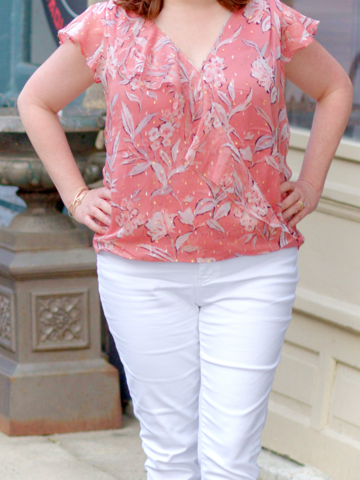 Cloe Up Of Peach Wrap Top