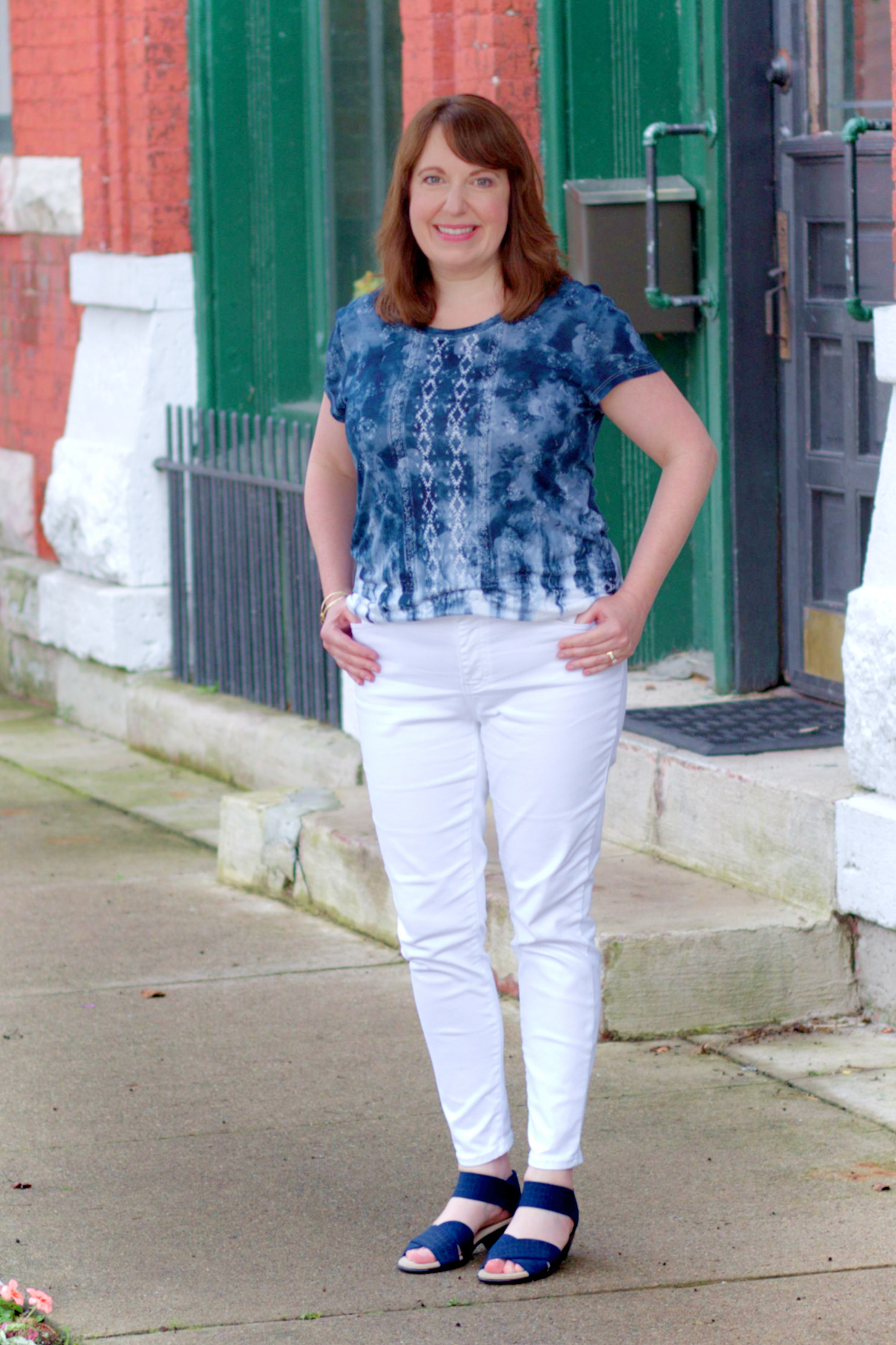 Blue And White Patterned Tee