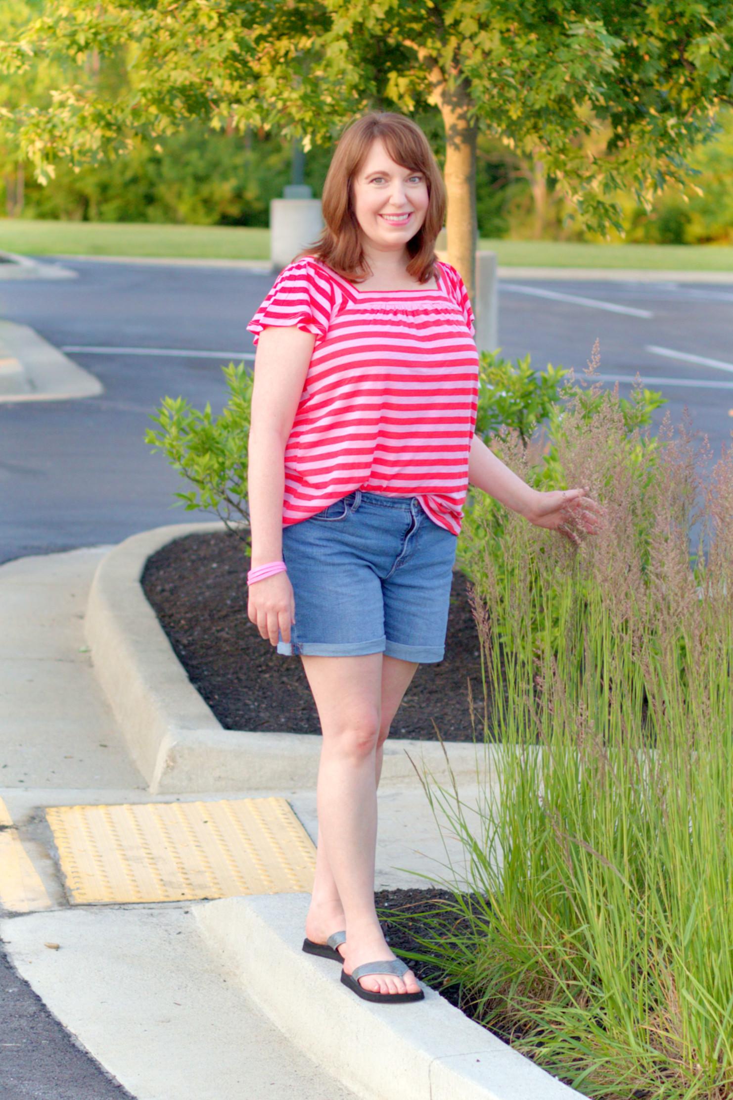 Red & Pink Stripe Top