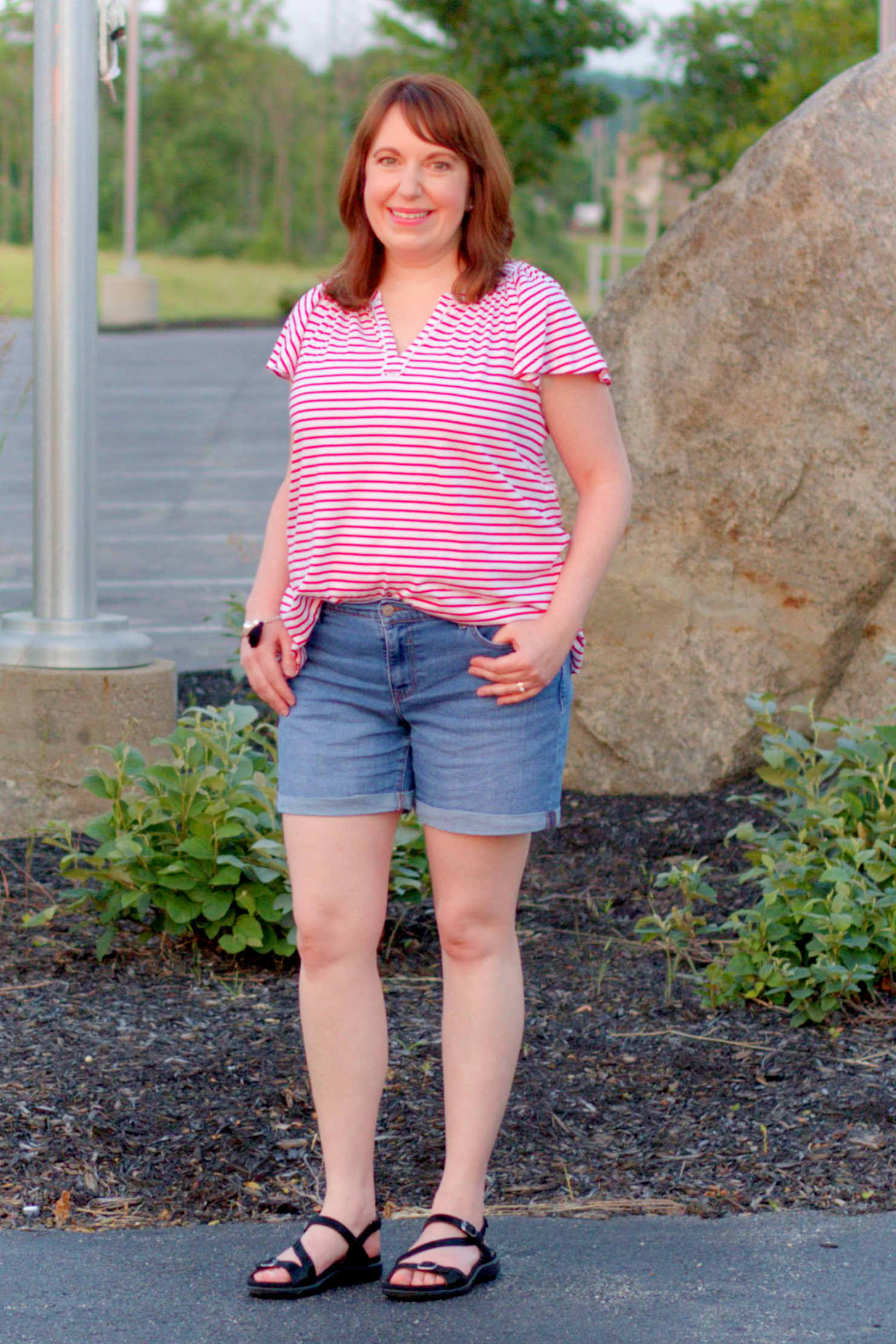 Red & White Stripe Top