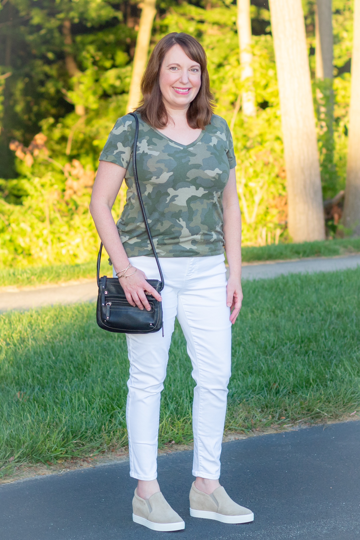 Dianna Wearing Camo Tee & White Jeans
