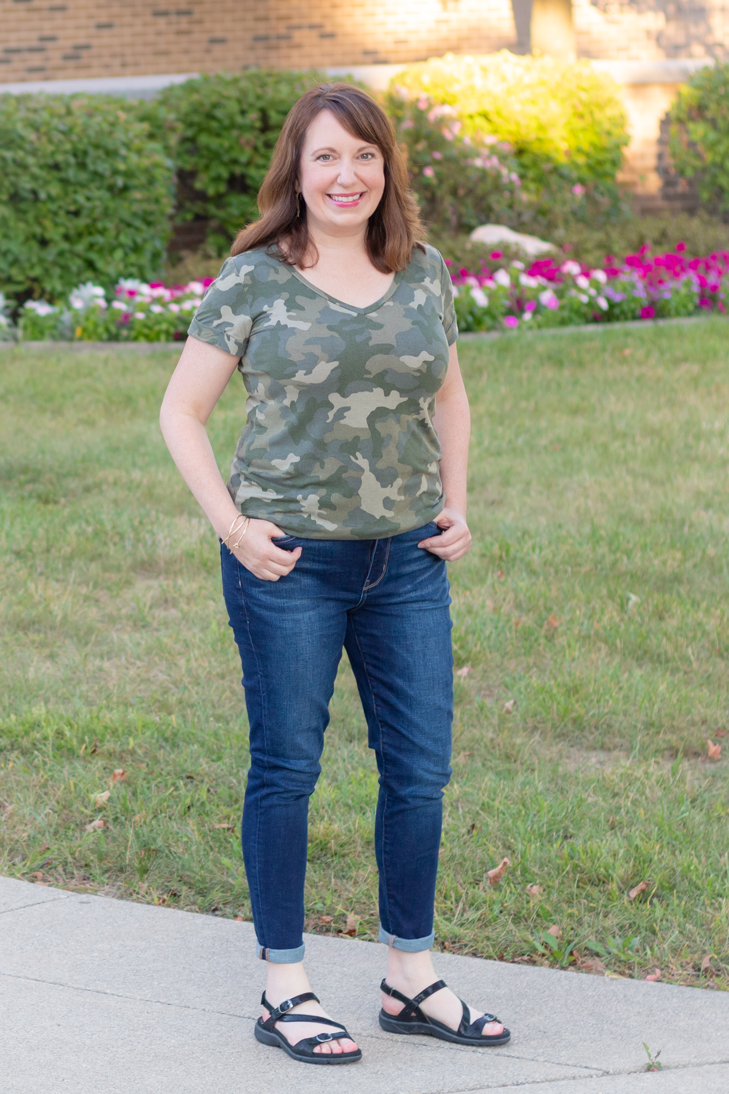 Dianna Modeling Camo Tee for Fall