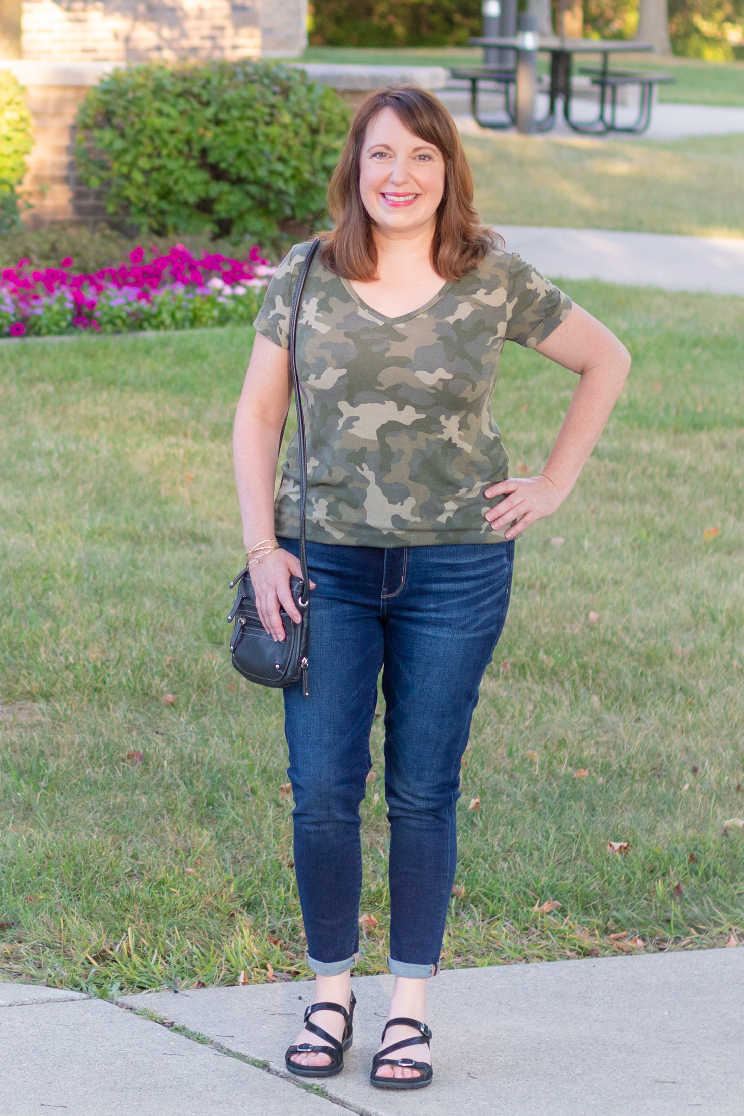 Dianna Wearing a Camo Tee and Jeans for Fall