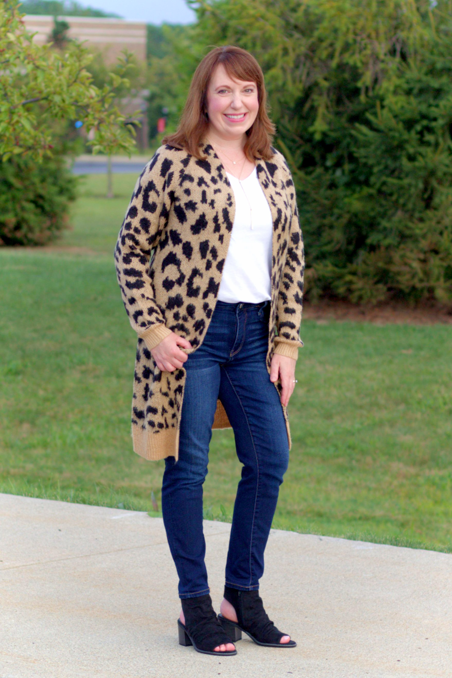 Long Leopard Print Cardigan