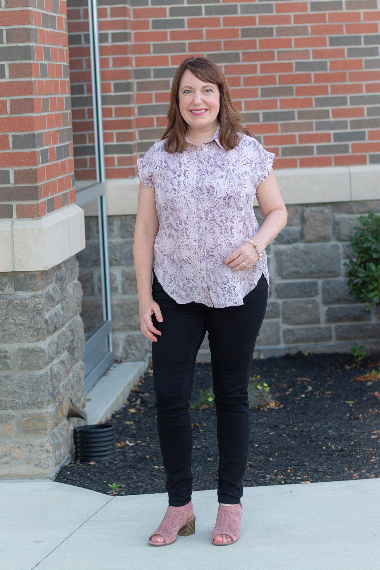 Fall Outfit Featuring Snakeskin Top