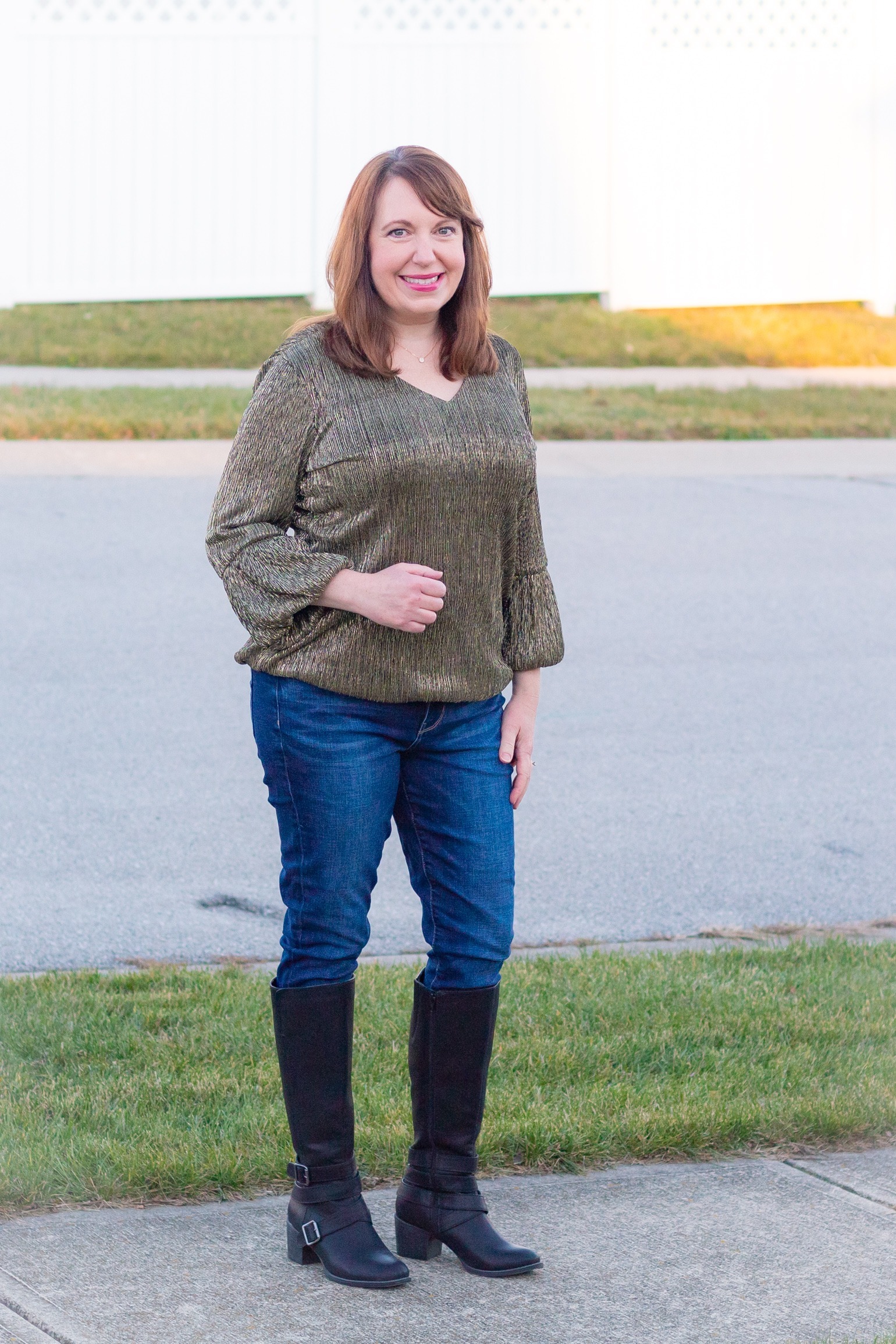 Metallic Top with Jeans