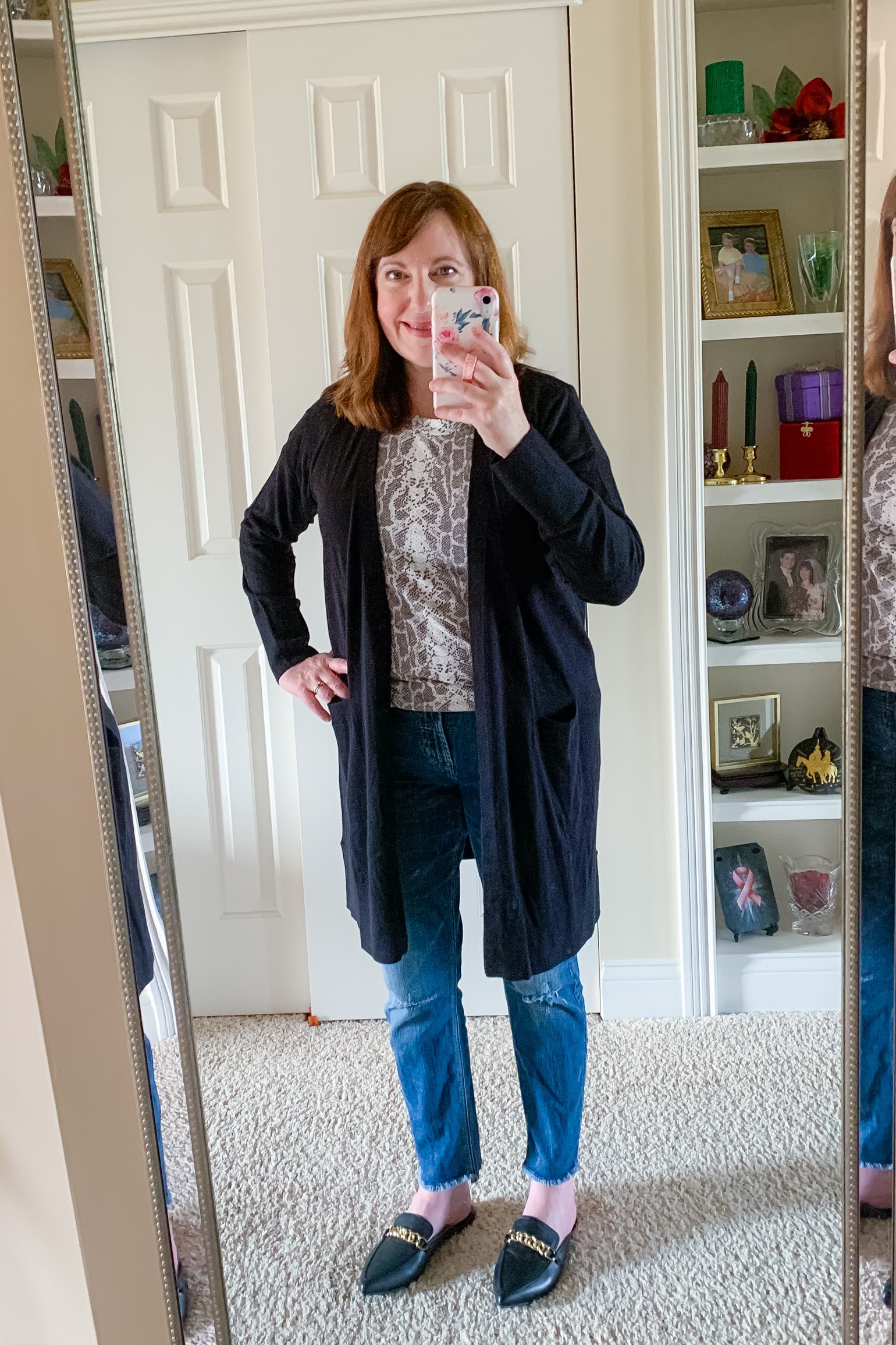 Black Cardigan & Mules