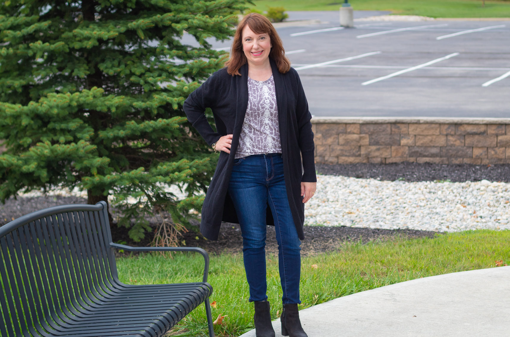 Snakeskin Tee & Black Cardigan