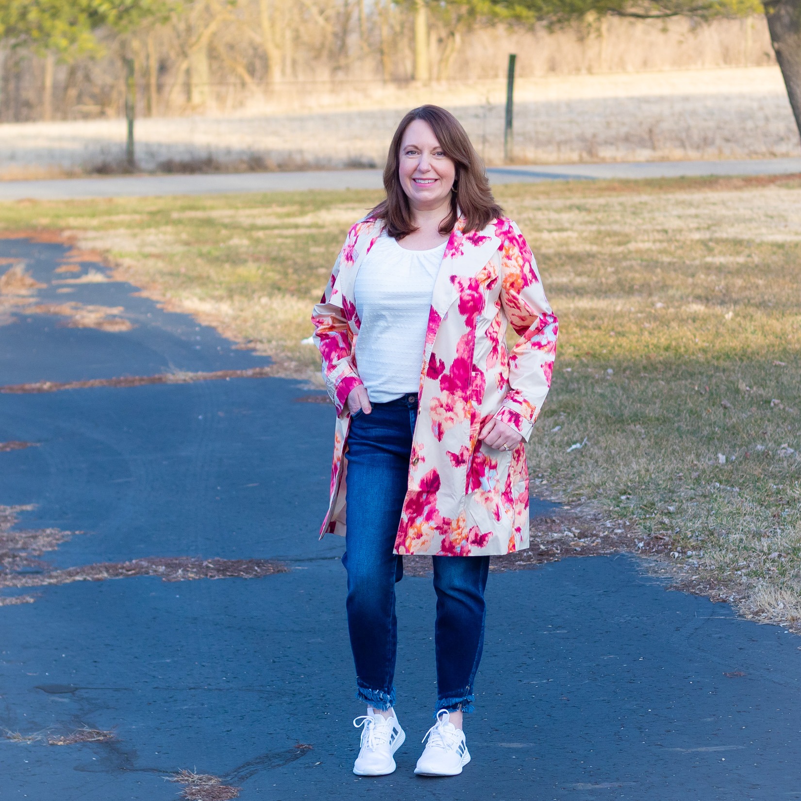 Floral Rain Trench Coat