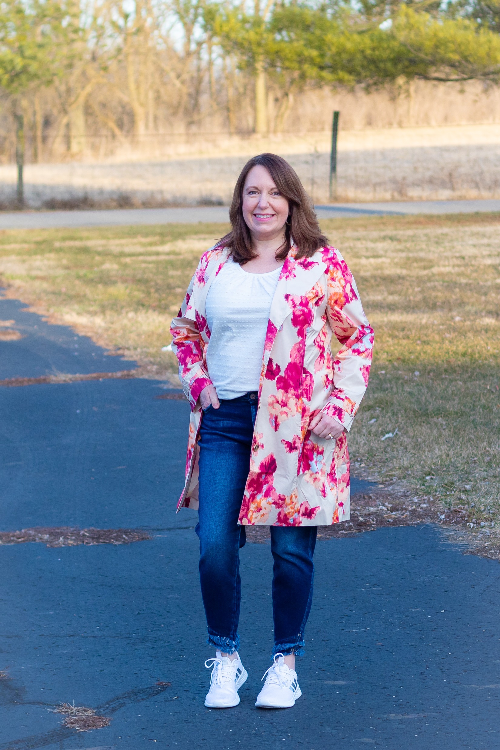 Floral Trench Rain Coat