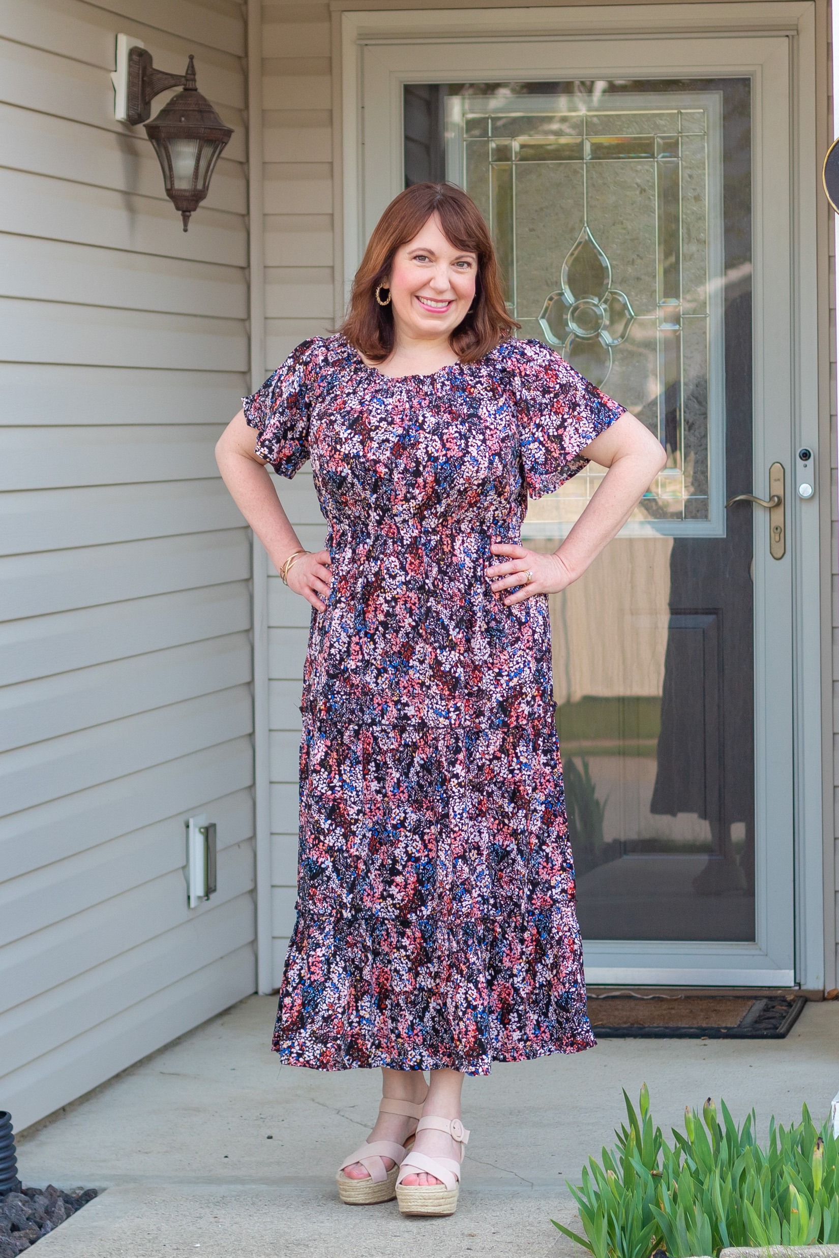 Floral Smocked Neck Dress