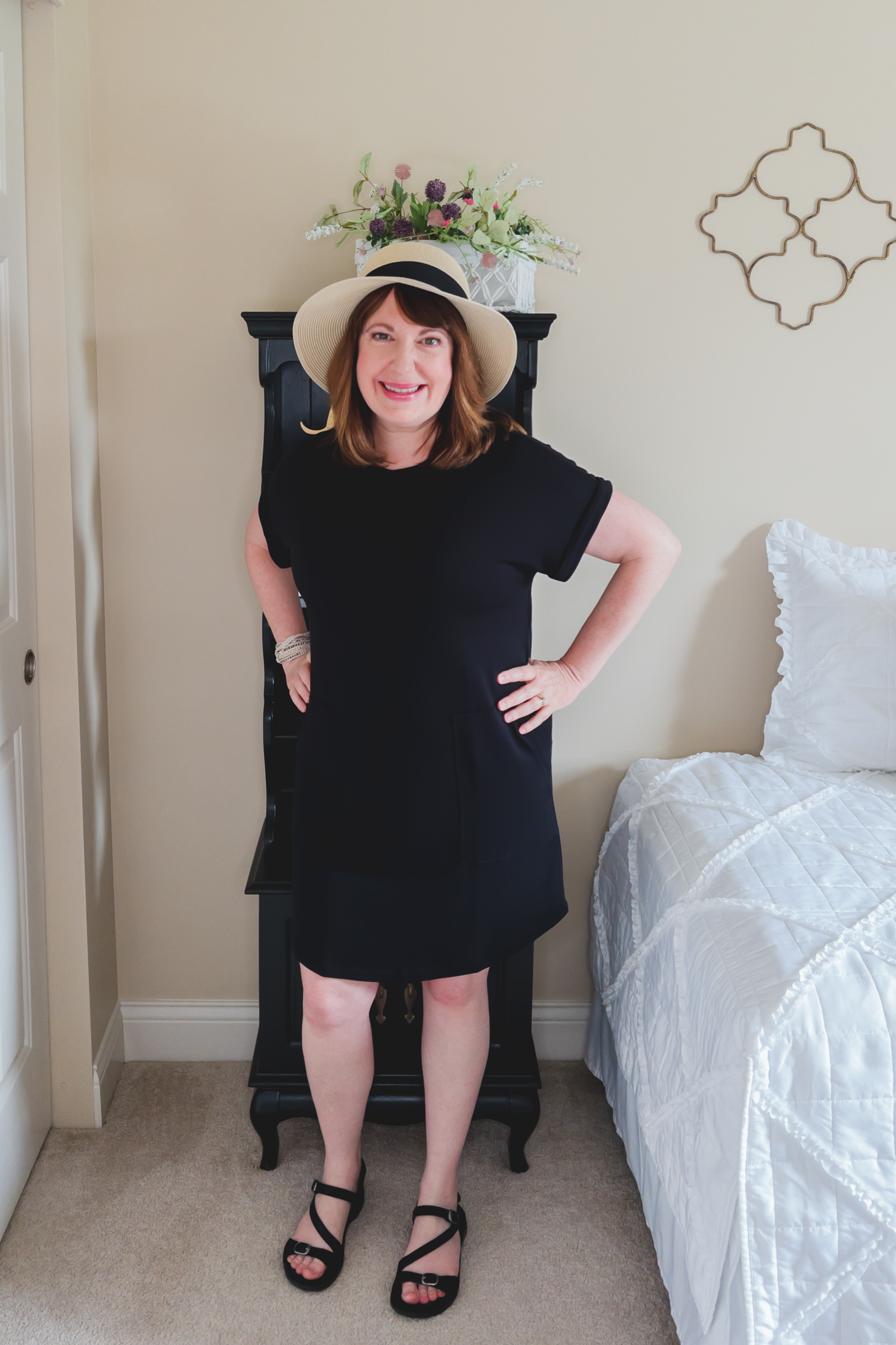 Black Pocket Shift Dress Styled Twice